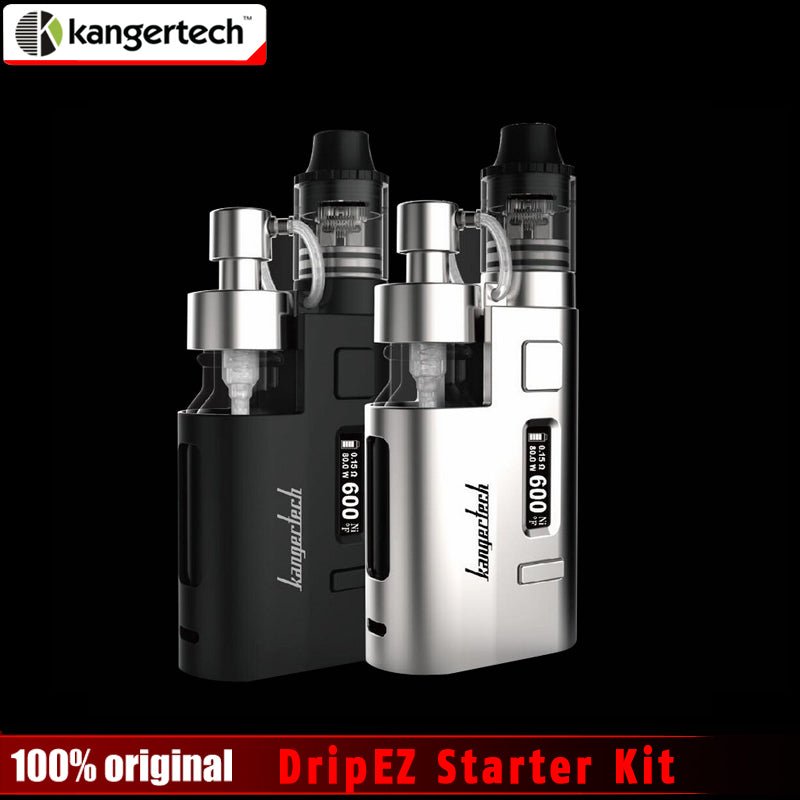 Original Kangertech DripEZ Starter Kit 80W Box Mod Vape with Pump And Push RBA 0.3Ohm Drip coil 0.2Ohm Drip EZ Kit E Cigarettes