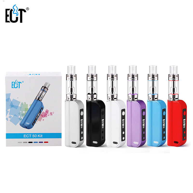 New ECT box mod electronic cigarettes eT 50 Kit 50W E cig 2.5ml New airflow control 2200mah atomizer e cigarette et50 kit