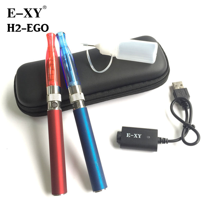 E-XY EGO H2 Double Kit With 2 GS H2 Atomizer 2.0ml 2 eGo Battery Electronic Cigarette Starter Kit E Cig 1100mah  Zipper Case