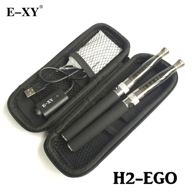 E-XY EGO H2 Double Kit With 2 GS H2 Atomizer 2.0ml 2 eGo Battery Electronic Cigarette Starter Kit E Cig 1100mah  Zipper Case